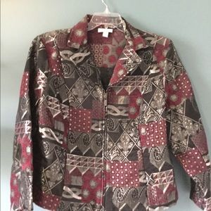 Dress Barn metallic silver, dark red and black